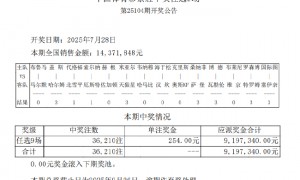 索尔纳造3.8倍冷平 足彩任九开36210注254元