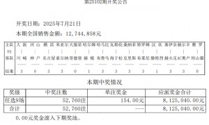 汉坎1-1腓特烈斯塔 足彩任九开52760注154元